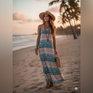 MiaoMiao Geometric Aztec Print Maxi Dress NWT Size Medium Boho Summer